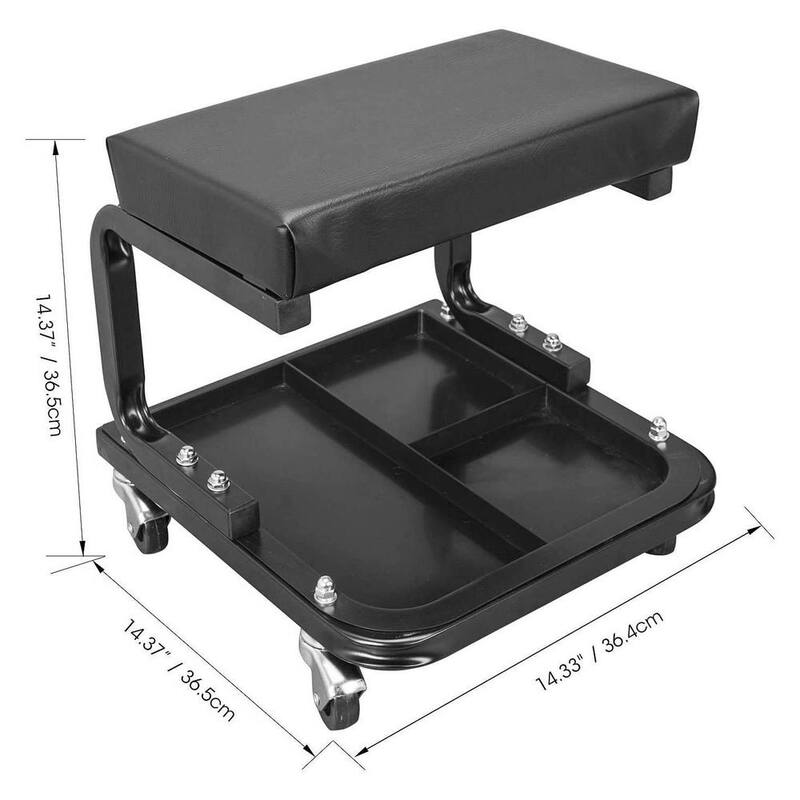 Torin Rolling Creeper Garage/Shop Seat: Padded Mechanic Stool with Tool Tray Storage, Black - ATR6300B-2
