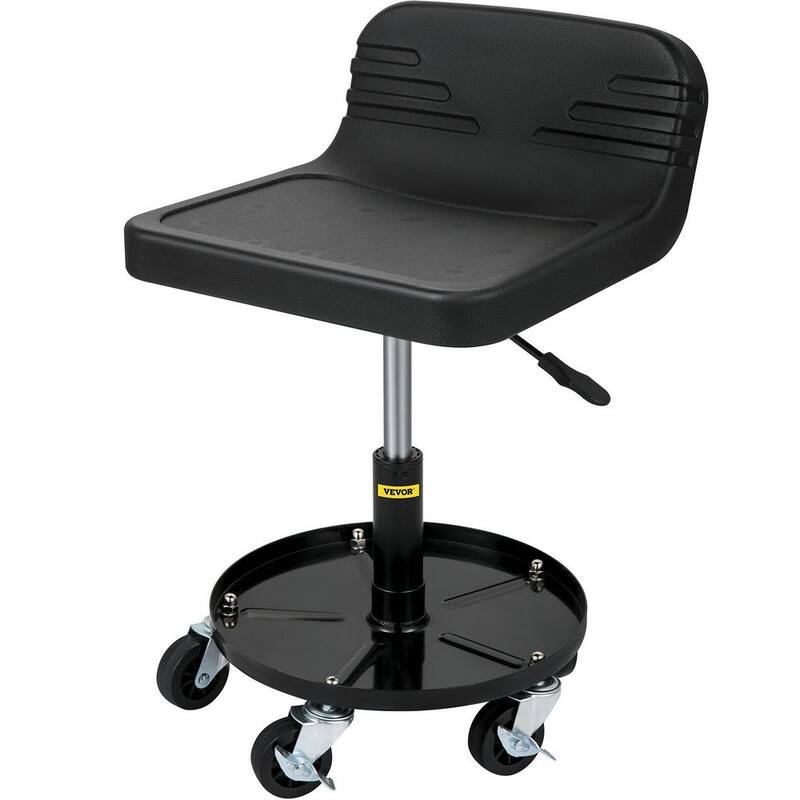 VEVOR 300 lbs. Capacity Rolling Garage Stool, Adjustable Height, Mechanic Seat with 360° Swivel Wheels and Tool Tray, Black - HSZXTLJXLDBDD3ZY2V0-0920