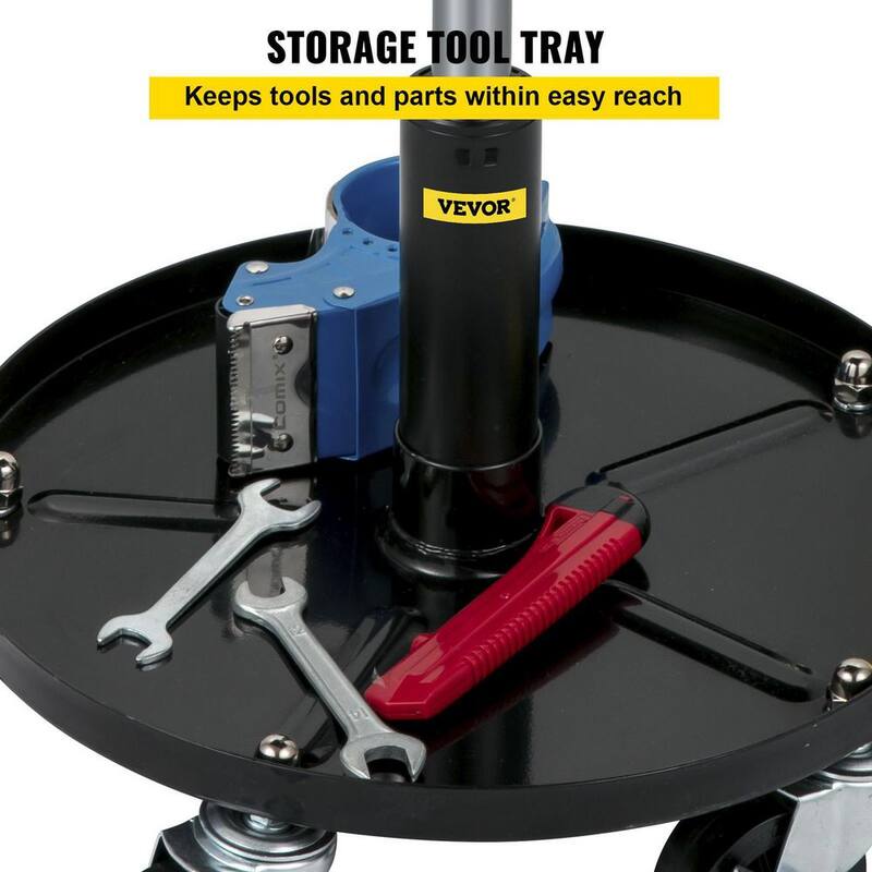 VEVOR 300 lbs. Capacity Rolling Garage Stool, Adjustable Height, Mechanic Seat with 360° Swivel Wheels and Tool Tray, Black - HSZXTLJXLDBDD3ZY2V0-0920