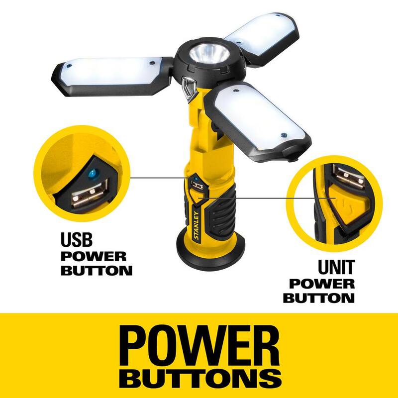 Stanley Rechargeable 400 Lumen Ultra-Bright LED Portable Work Light with USB Charger - SAT3S