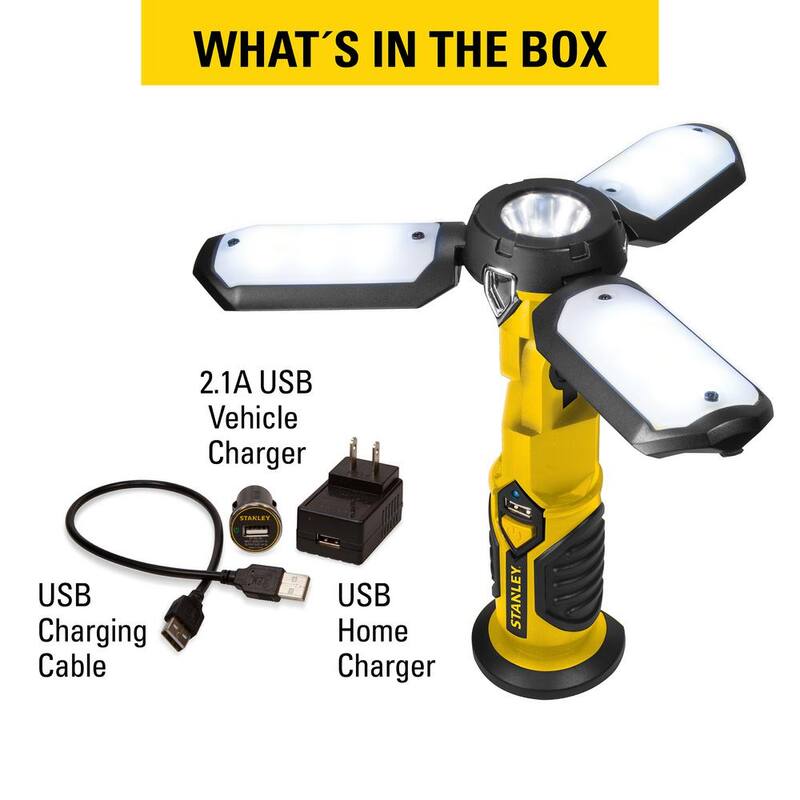 Stanley Rechargeable 400 Lumen Ultra-Bright LED Portable Work Light with USB Charger - SAT3S