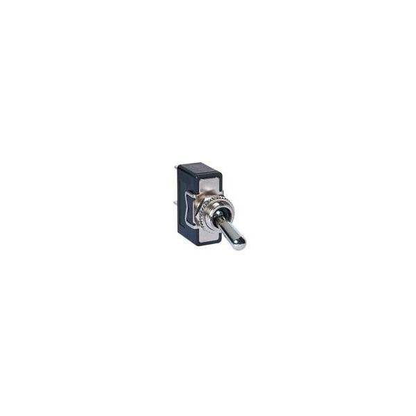 Interruptor de palanca arcoeléctrica, SPST, encendido/apagado, con traba, 14A, 36Vdc, terminal de conexión rápida, actuador de palanca de metal - C3900BA