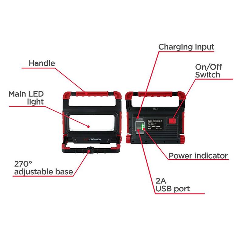 Schumacher Electric Schumacher LED Rechargeable Work Light with Adjustable Base and USB Charging - SL923