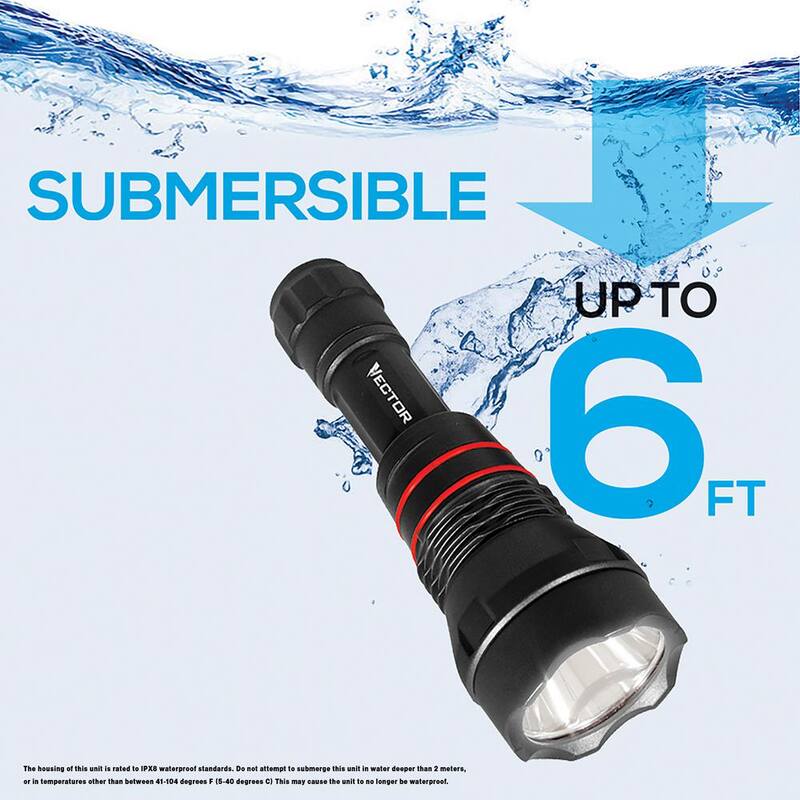 VECTOR 1500 Lumen Waterproof LED Flashlight, Rechargeable, USB Charging Port, USB Powerbank - TL10PV
