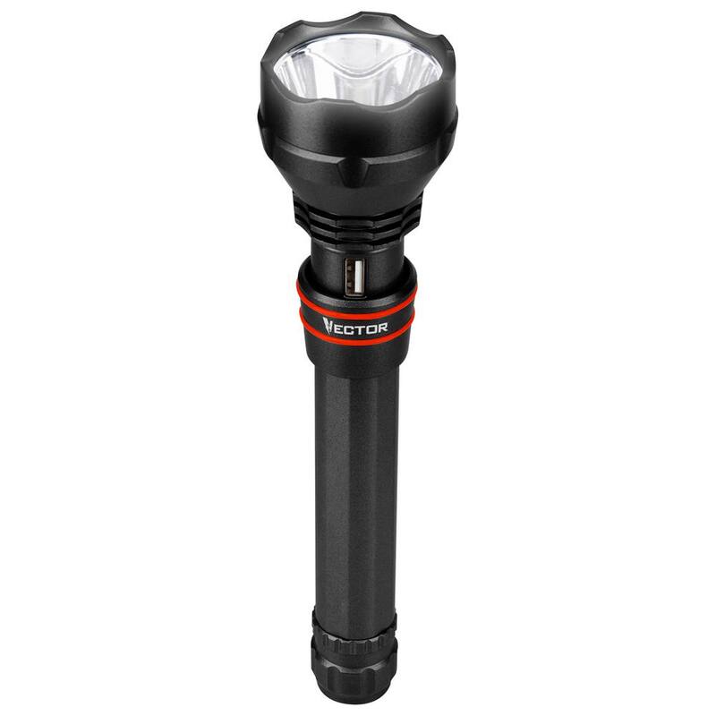 VECTOR 1500 Lumen Waterproof LED Flashlight, Rechargeable, USB Charging Port, USB Powerbank - TL10PV