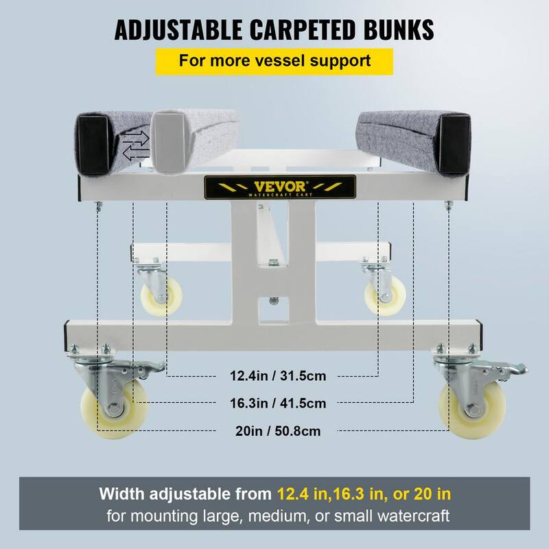VEVOR Watercraft PWC Dolly Cart 1300 Lbs. Load Jet Ski Boat Storage Trailer with Casters Brakes for Ski Fishing Boat Sailboat - YTTCBBDDW130043DWV0