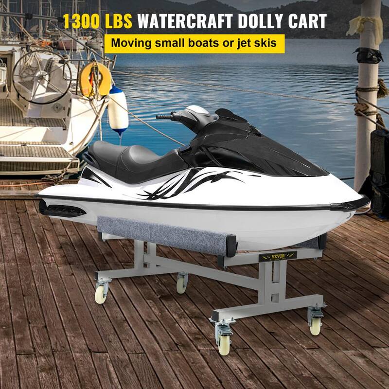 VEVOR Watercraft PWC Dolly Cart 1300 Lbs. Load Jet Ski Boat Storage Trailer with Casters Brakes for Ski Fishing Boat Sailboat - YTTCBBDDW130043DWV0