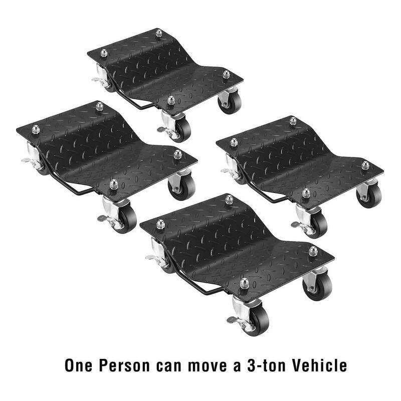 Unbranded Diamond Texture Wheel Dollies - Powder Coated Solid Steel Tire Skates with 3 in. Swivel Casters (Set of 4) - 918224HNG