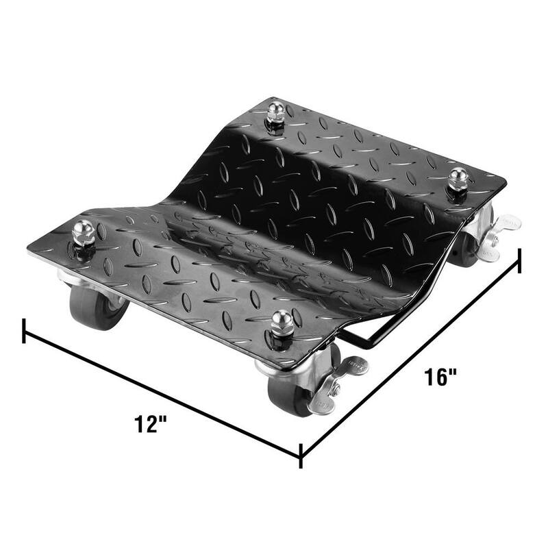 Unbranded Diamond Texture Wheel Dollies - Powder Coated Solid Steel Tire Skates with 3 in. Swivel Casters (Set of 4) - 918224HNG