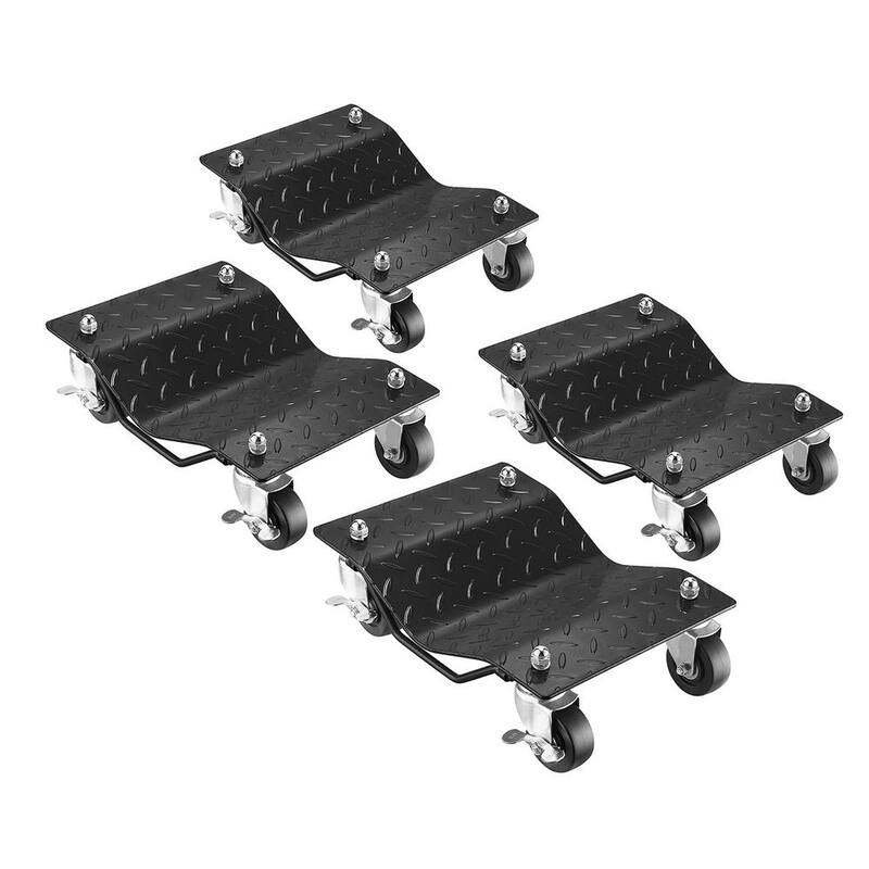 Unbranded Diamond Texture Wheel Dollies - Powder Coated Solid Steel Tire Skates with 3 in. Swivel Casters (Set of 4) - 918224HNG