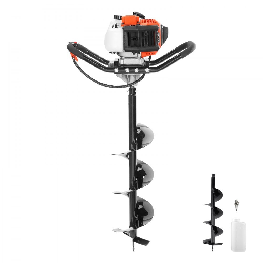 VEVOR Post Hole Digger, 43cc 1250W Auger Post Hole digger, Gas Powered Earth Digger with 8" Earth Auger Drill Bit, 30 inch Long Alloy Steel Auger, for Farmland, Garden and Plant, EPA certification - RYLXZG43CC10853BUV0
