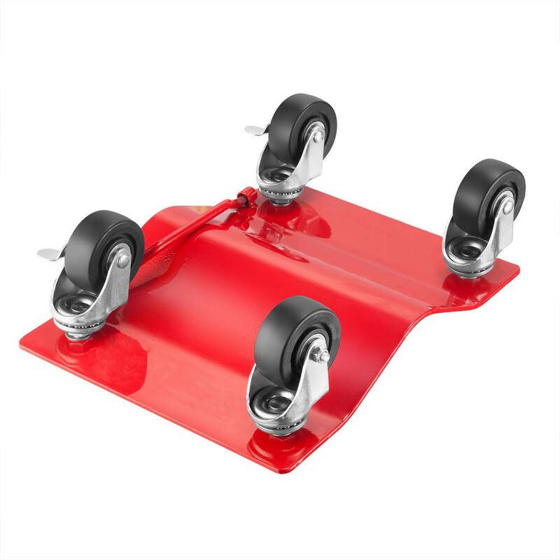 Unbranded 1500 lbs. Capacity Powder Coated Solid Steel Diamond Texture Wheel Dollies in Red (Set of 4) - 843693DDP