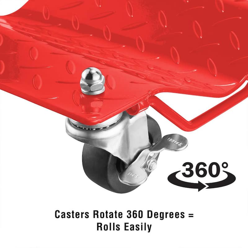 Unbranded 1500 lbs. Capacity Powder Coated Solid Steel Diamond Texture Wheel Dollies in Red (Set of 4) - 843693DDP