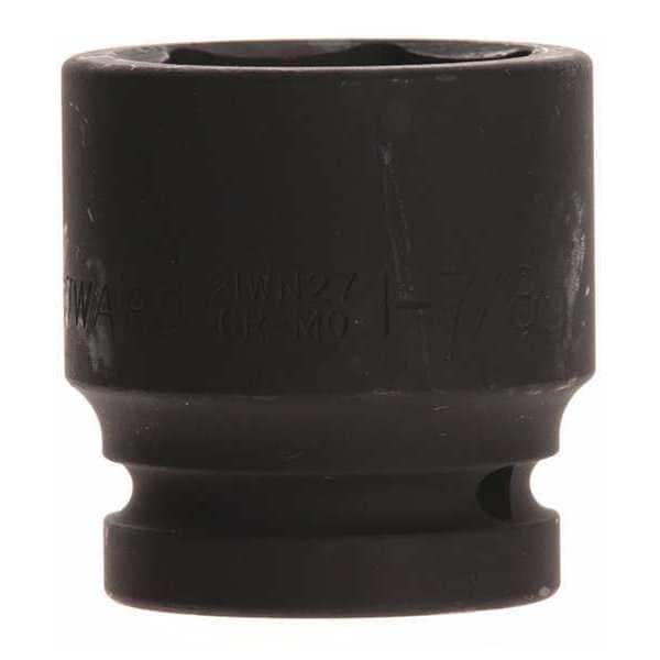 Westward 1 in Drive Impact Socket 1 7/8 in Size 6 pt Standard Depth, Black Oxide - 21WN27