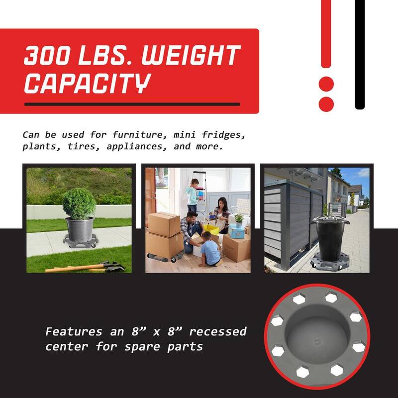Stalwart 300 lbs. Capacity Wheel Dolly Tire Rack with Swiveling Casters - Rolling Tire Storage Rack for Up to 4 Tires - 75-CAR2030