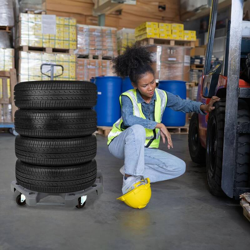 Stalwart 300 lbs. Capacity Wheel Dolly Tire Rack with Swiveling Casters - Rolling Tire Storage Rack for Up to 4 Tires - 75-CAR2030