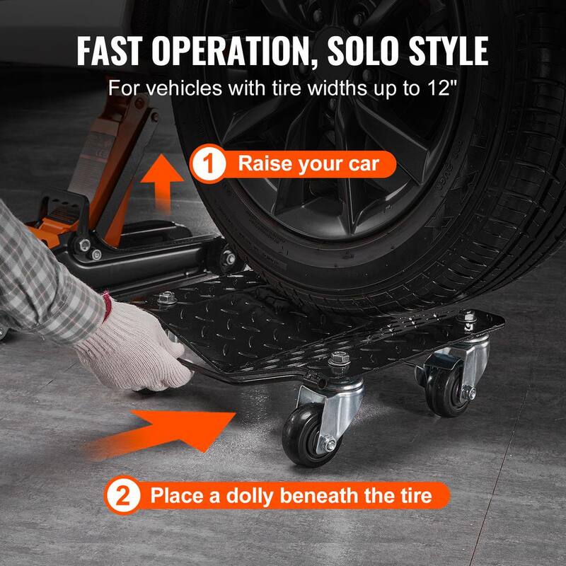 VEVOR Wheel Dolly, 3000 lbs. Car Dollies, Wheel Dolly Car Tire Stake Set of 2 Pieces, Heavy-duty Car Tire Dolly Moving Cars - NASLSBY215002P76DV0-0729