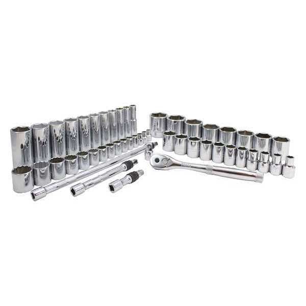 Proto 3/8", 1/2" Drive Socket Combination Set SAE 50 Pieces 5/16 in 1 in , Full Polish - J47219