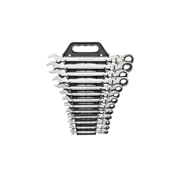 Gearwrench 13 Piece 72-Tooth 12 Point Flex Head Ratcheting Combination SAE Wrench Set - 9702D