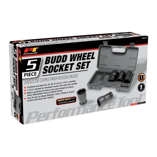 Performance Tool 5-Pc 1 In Dr. Budd Wheel Socket Set Budd Wheel Skt, W89315 - W89315