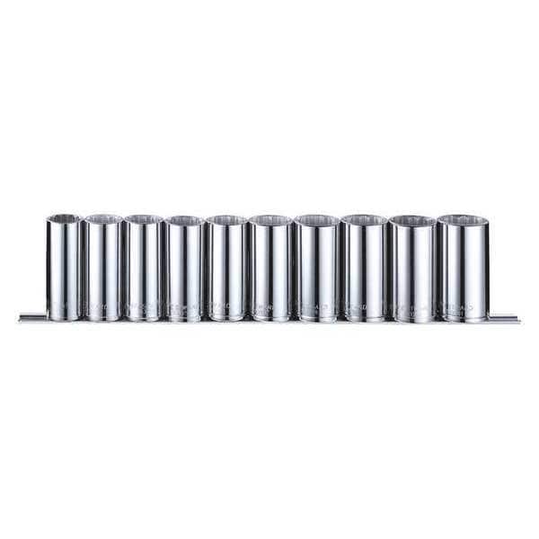 Westward 1/2" Drive Socket Set Metric 10 Pieces 22 mm to 32 mm , Chrome - 53PN72
