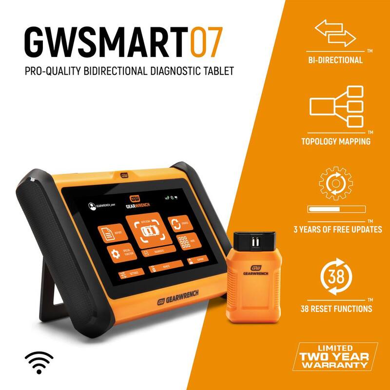 GEARWRENCH 7 in. OBD2 Wireless Bi-Directional Diagnostic Scanner Tablet with Storage Case and 3-Years Free Software Updates - GWSMART07