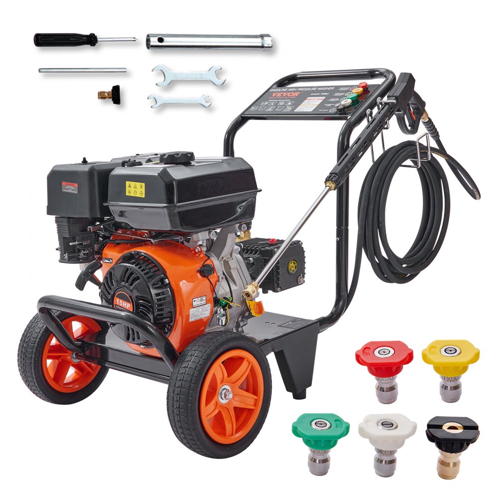 VEVOR Gas Pressure Washer, 4400 PSI 4.0 GPM, Gas Powered Pressure Washer with Copper Pump, Spray Gun and Extension Wand, 5 Quick Connect Nozzles, for Cleaning Cars, Homes, Driveways, Patios - R4400PSI40GPMBG47V0