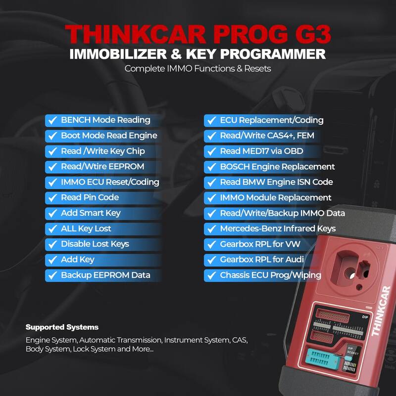 Thinkcar Professional Fob Key Programmer Immobilizer Tool Automotive Diagnostic Equipment OBD2 Scanner THINKPROG G3 - TKT12
