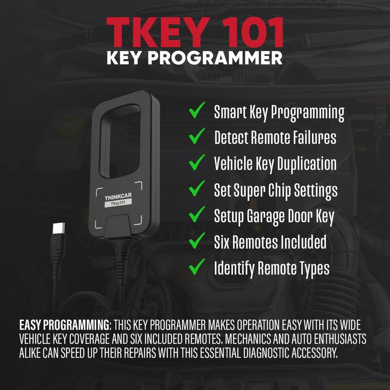 Thinkcar Immobilizer Car Key Fob Programming Diagnostic Tool with 6 Blank Fob Included for Professional Mechanics - TKEY 101 - 309030018