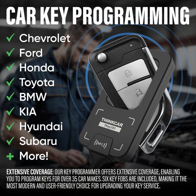 Thinkcar Immobilizer Car Key Fob Programming Diagnostic Tool with 6 Blank Fob Included for Professional Mechanics - TKEY 101 - 309030018