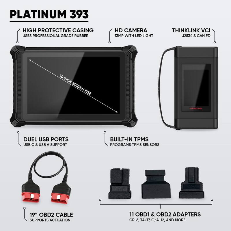 Thinkcar 10" in. Full System OBD2 Car Code Reader Auto Diagnostics Vehicle Diagnostic Scanner Tool - PLATINUM 393 - 301060042