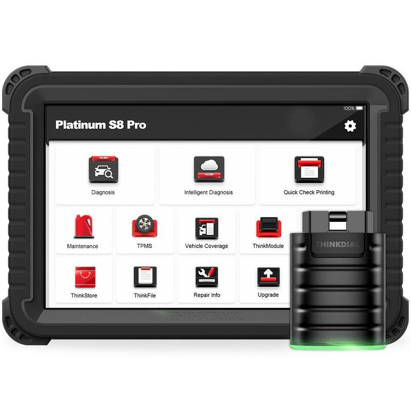 Thinkcar 8 in. Professional Vehicle Diagnostic Scanner Tool OBD2 Car Code Reader - PLATINUM S8 PROLINK - 301040006
