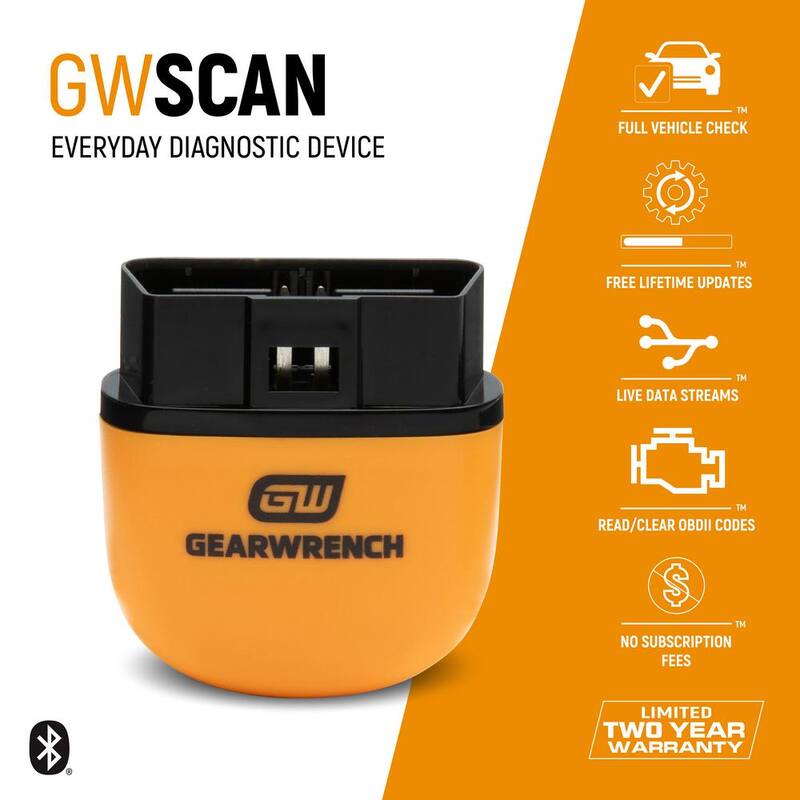 GEARWRENCH OBD2 Everyday Bluetooth Diagnostic Tester with GWSCAN App and Free Lifetime Software Updates - GWSCAN