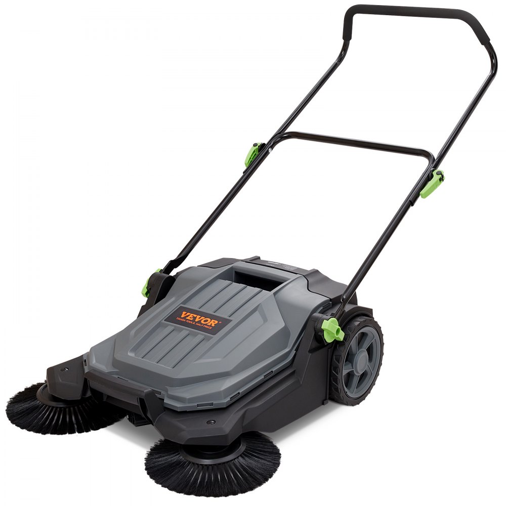 VEVOR Walk-behind Hand Push Floor Sweeper, 25.6" Sweeping Width Floor Sweeper Manual Non-Electric, 5-Gallon Waste Container, Angle & Height Adjustable Folding Handle for Walkway, Yard, Garage, Patio - BXSQSC55JL26E5I64V0