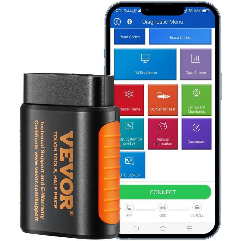 VEVOR OBD2 Car 5.0 Bluetooth Scanner Code Reader OBDII Read Tool for IOS/Android - QCGZZDGJWXSOZJ50RV0