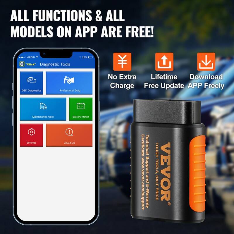 VEVOR OBD2 Car 5.0 Bluetooth Scanner Code Reader OBDII Read Tool for IOS/Android - QCGZZDGJWXSOZJ50RV0