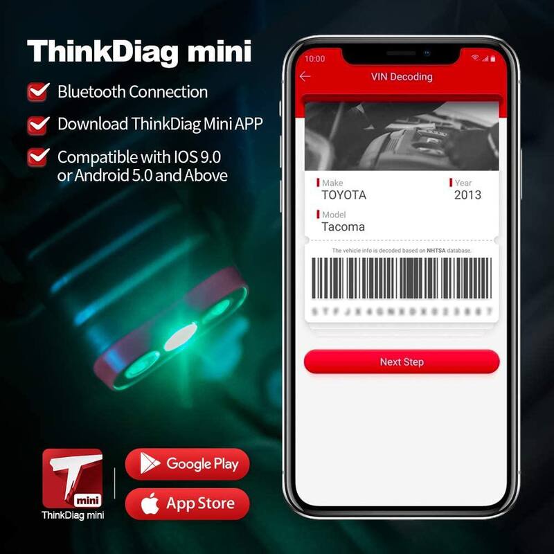 Thinkcar Thinkdiag Mini Bluetooth OBD2 Scanner, Full System Diagnostics with 15 Reset Functions, Auto VIN, DTC Lookup, Live Data - TKDIAGMINI