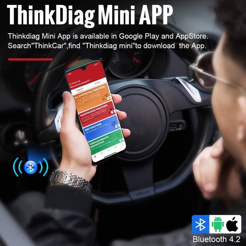Thinkcar Thinkdiag Mini Bluetooth OBD2 Scanner, Full System Diagnostics with 15 Reset Functions, Auto VIN, DTC Lookup, Live Data - TKDIAGMINI