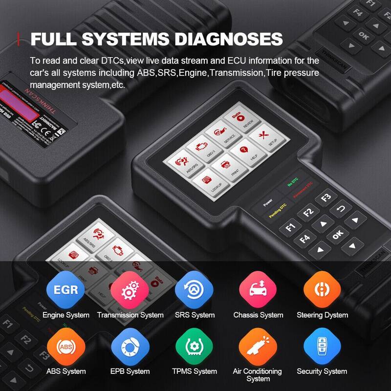 Thinkcar Thinkscan 650 Scanner, for ECM TCM ABS SRS Systems. EOBD/OBD2 10 Mode Diagnostics, Data Stream with Lifetime Free Update - THINKSCAN650