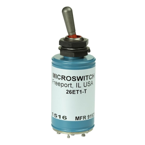 Interruptor basculante Honeywell, Spdt, unido, 4A, 28Vcd, terminal de alambre, actuador de palanca, montaje en panel con rosca - 25ET1-6