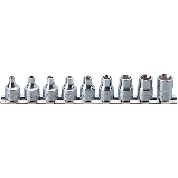 Ko-Ken Socket set TORX E4-E16 200mm 9 pieces 3/8 Sq. Drive - RS3425/9