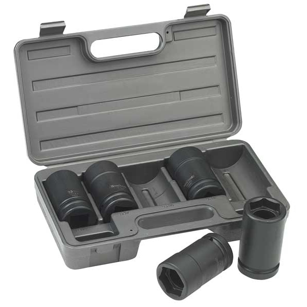 Otc 1" Drive Socket Set SAE, Metric 5 Pieces 1 1/2 in, 33mm to 41mm , Black Oxide - 1944