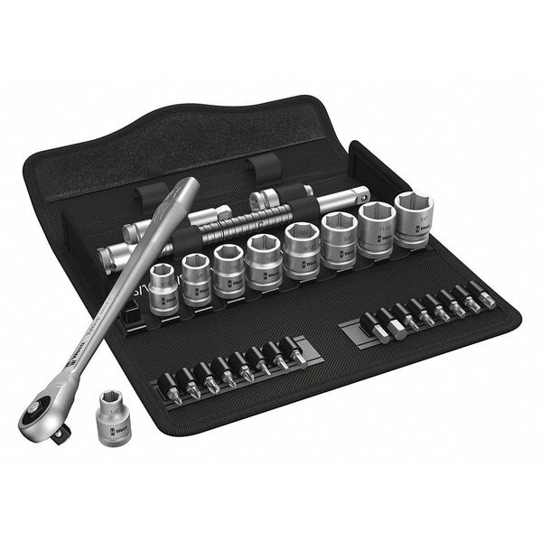 Wera 3/8" Drive Ratchet Set SAE, Torx(R) 29 Pieces 1/4 in to 3/4 in , Chrome - 05004050001