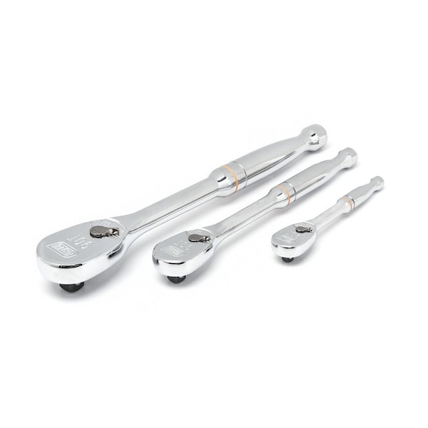 Gearwrench 3 Piece 1/4", 3/8" & 1/2" Drive 90-Tooth Teardrop Ratchet Set - 81206T