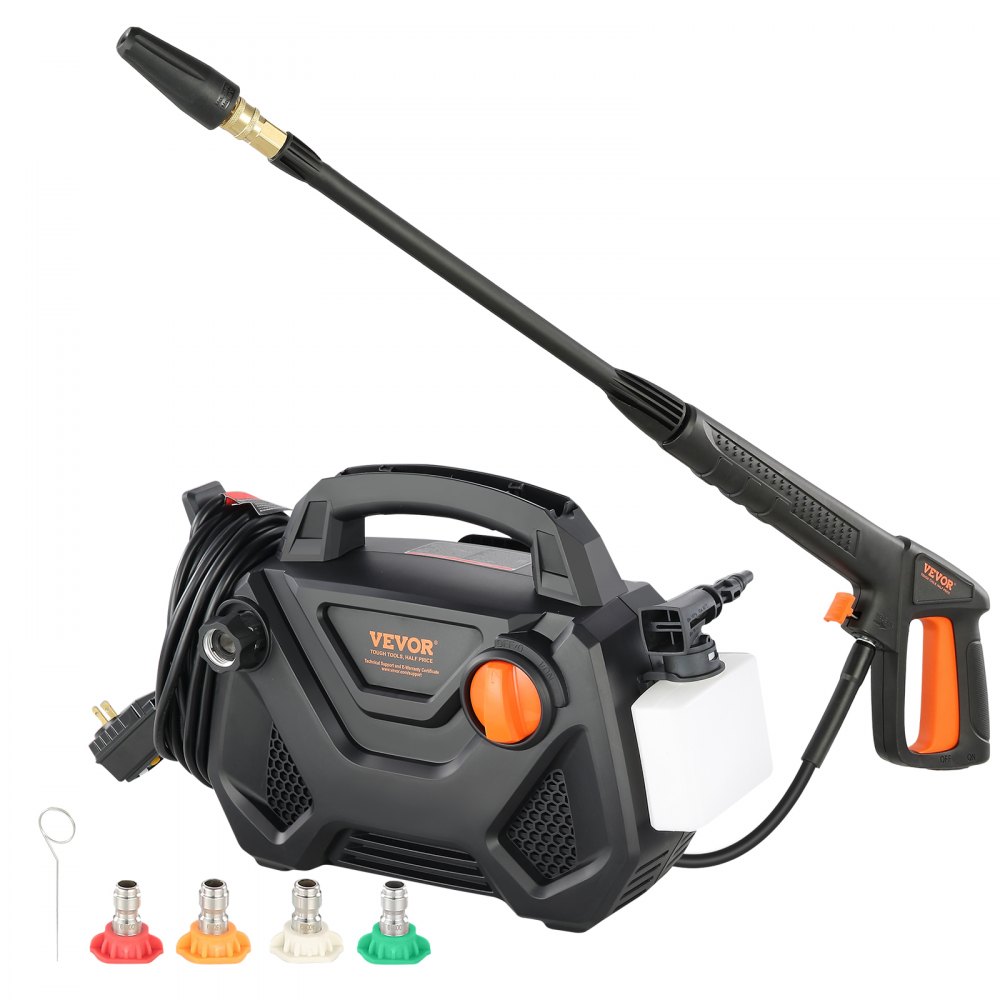 VEVOR Electric Pressure Washer, 2150-PSI 1.85-GPM, Foam Cannon High-Pressure with 5 Different Nozzle, 20ft Hose/35ft Cord Lightweight Washer, Portable Cleans Cars/Fences/Patios/Furniture/Floor/Window - BXDDGYQXJ180QYKYQV5