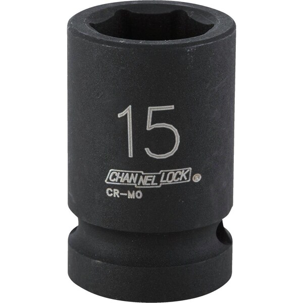 Channellock 1/2 In. Drive 15 mm 6-Point Shallow Metric Impact Socket - 315036