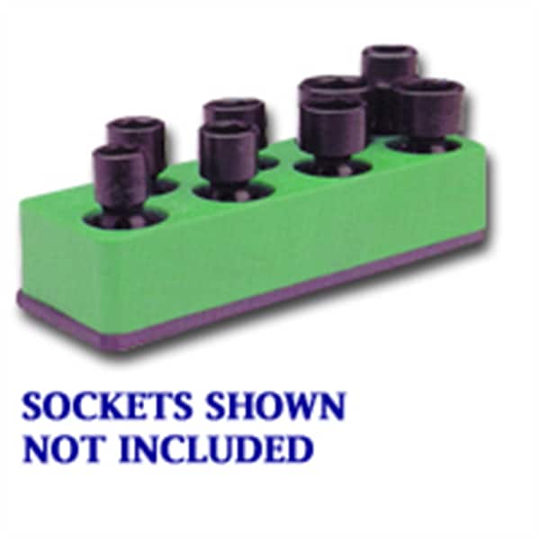 Mechanics Time Saver 3/8 in. Drive Universal Neon Green 8 Hole Impact Socket Holder - 885