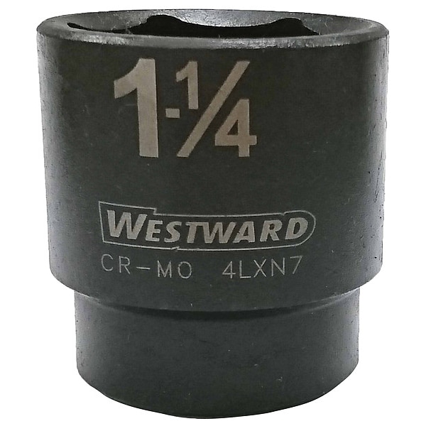 Westward 1/2 in Drive Impact Socket 1 1/4 in Size 6 pt Standard Depth, Black Oxide - 4LXN7