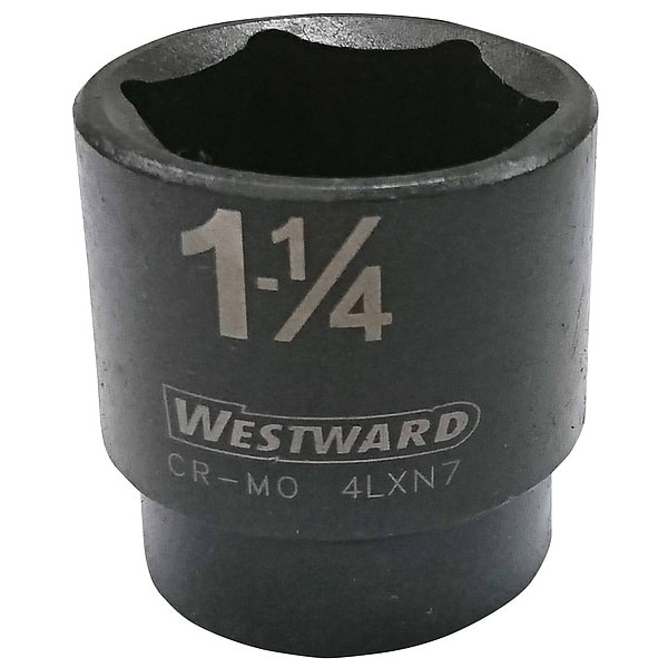 Westward 1/2 in Drive Impact Socket 1 1/4 in Size 6 pt Standard Depth, Black Oxide - 4LXN7