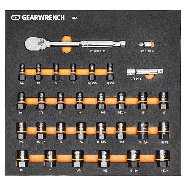 Gearwrench 31 Piece 3/8" Drive 90T Ratchet and Bolt Biter™ Socket Set with Foam Storage Tray - 86525